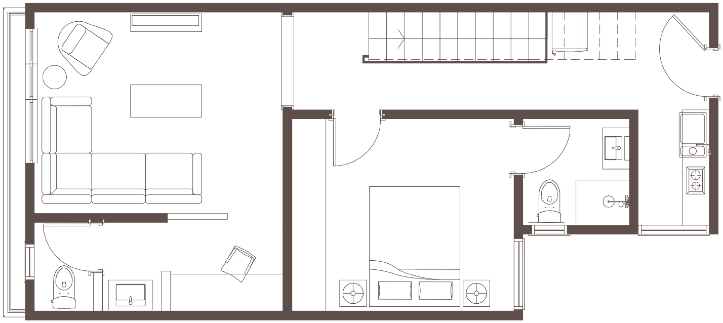 One bedroom apartment unit typology plan