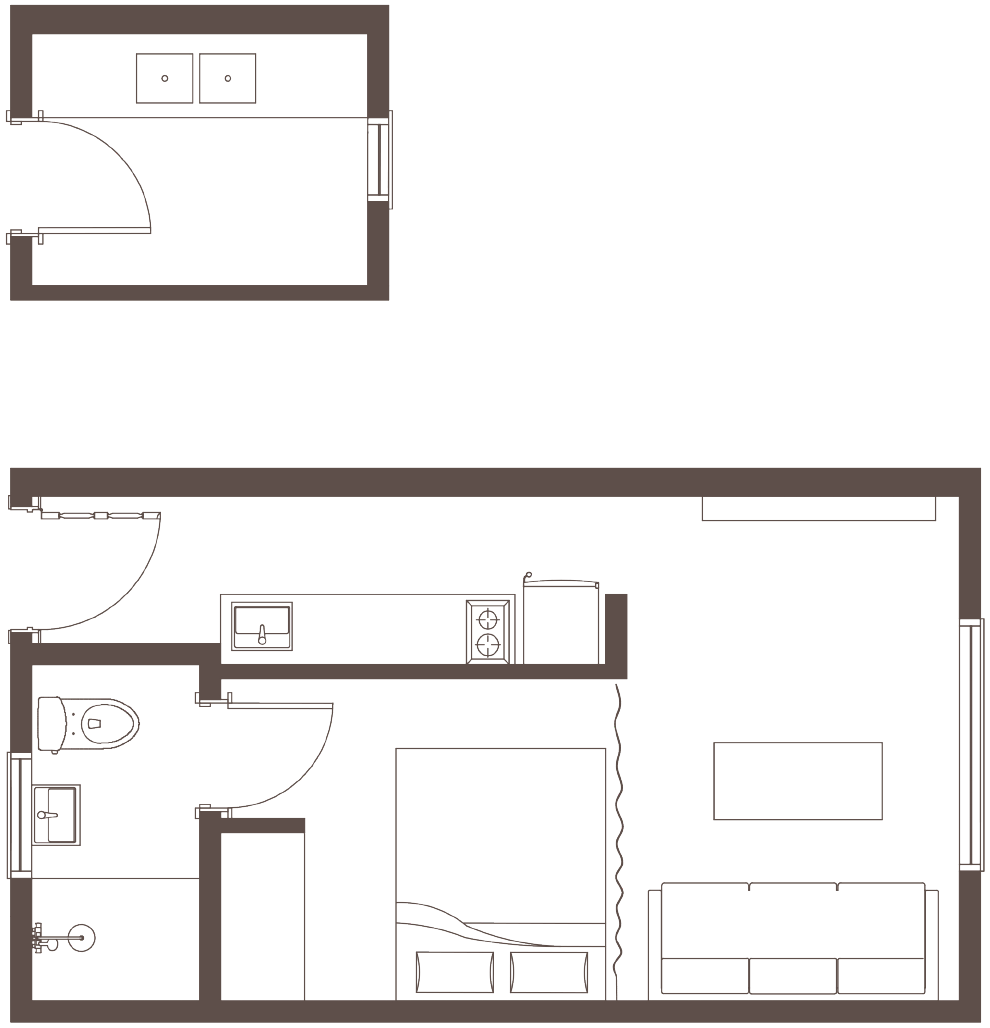 Studio apartment unit typology plan