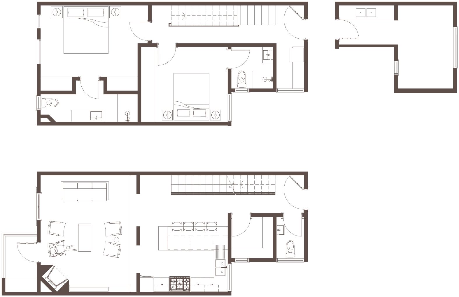Two bedroom duplex unit typology plan
