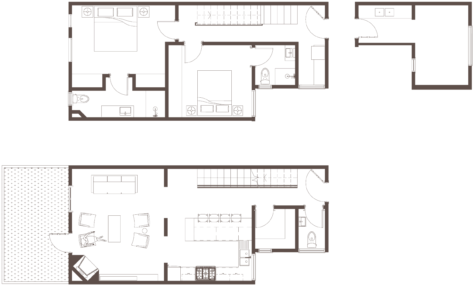 Two bedroom garden duplex unit typology plan